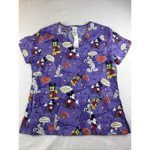 Scrub Top Disney Women's Mickey Mouse Halloween Sz‎ M Trick or Treat~ Purple